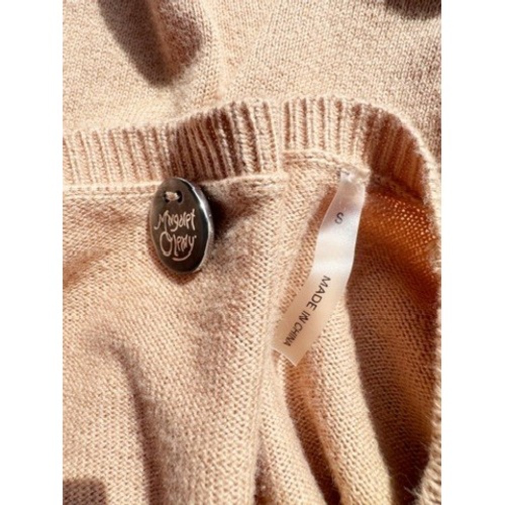 Margaret O'Leary Fitted Organic Cotton Crew Neck Sweater Tan Camel Small - Picture 3 of 5